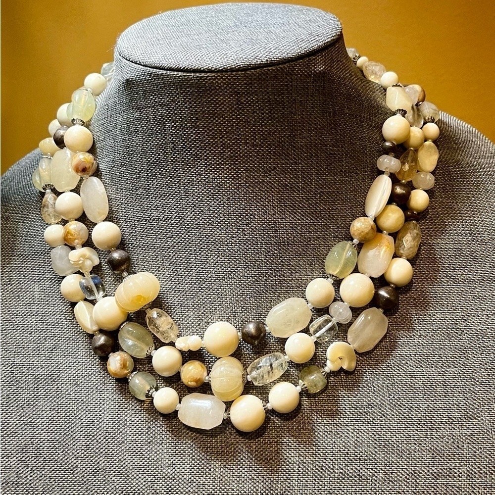 Vintage Multistone 3 Strand Necklace